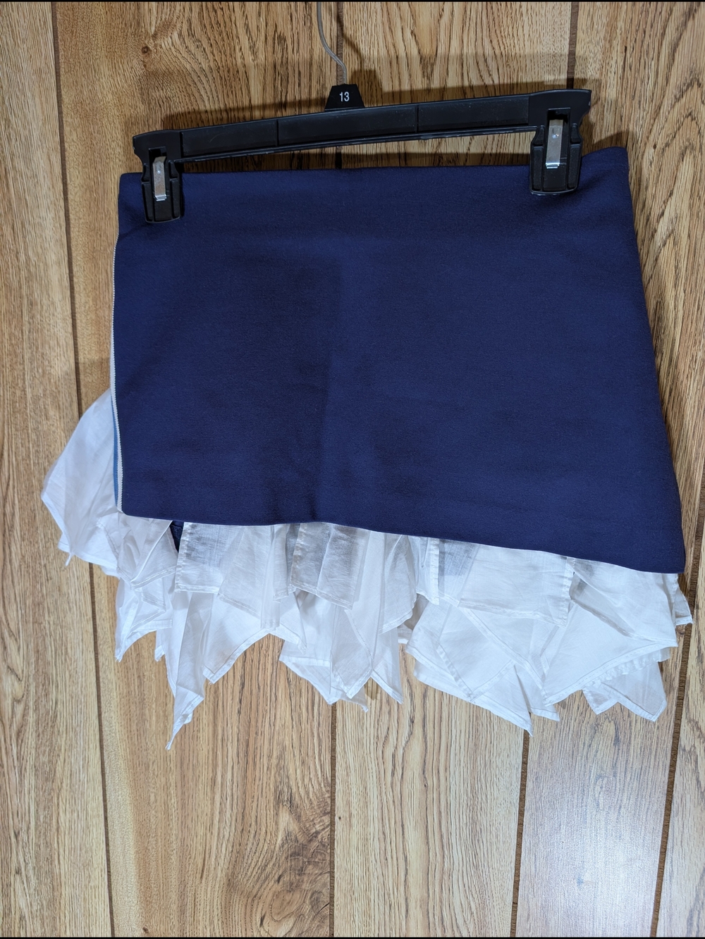 Maeve Navy Blue Mini Skirt with White Layered Ruffle Hem